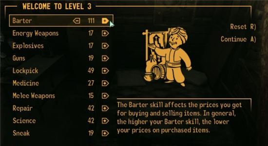 LevelUpNoLock для Fallout: New Vegas
