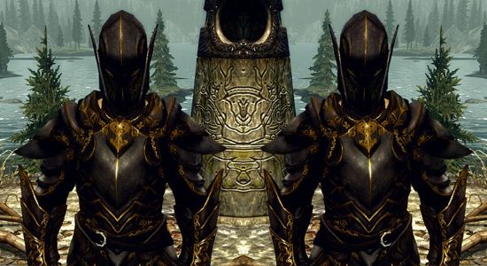 Armor Ebony Gold HD Male для TES V: Skyrim