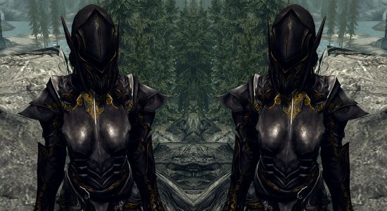 Новые текстуры женской и мужской эбонитовой брони / Armor Ebony MAIL Gold Female and Male для TES V: Skyrim