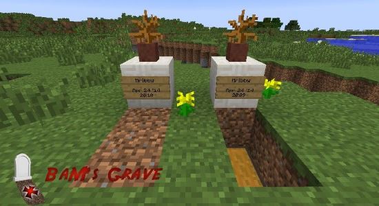 BaM’s Grave - Могила на месте смерти мод для Minecraft 1.7.10/1.7.2/1.6.4