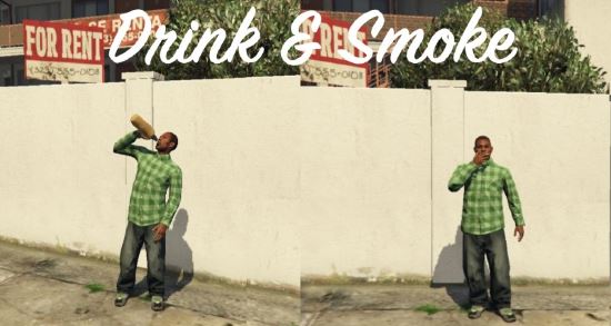 Drink & Smoke — пить и курить для GTA 5