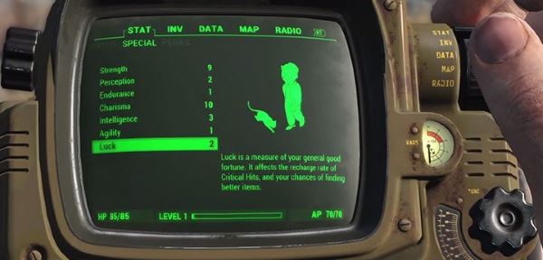 Чит на повышение уровня качеств персонажей в Fallout 4