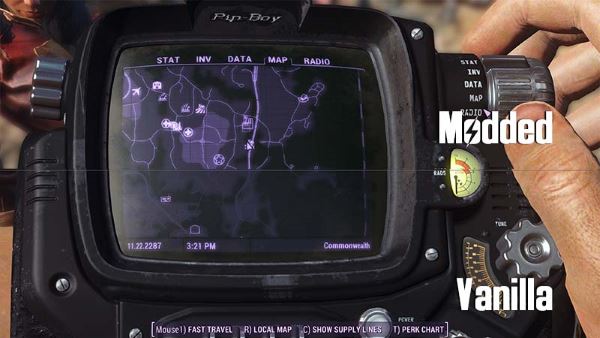 Improved Map with Visible Roads / Улучшенная карта с видимыми дорогами v 1.1 для Fallout 4