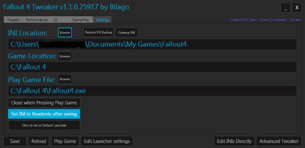 Configuration Tool - By Bilago v 1.1.1.1267 для Fallout 4