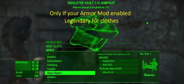 Легендарные модификации v 1.60b для Fallout 4