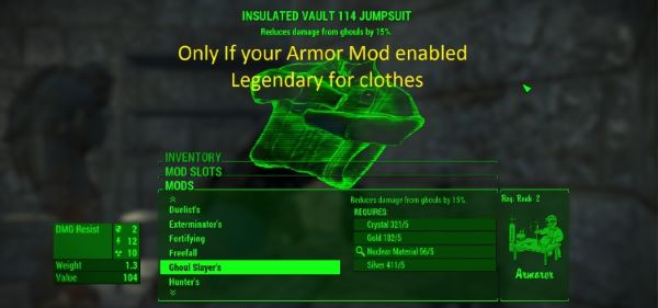 Легендарные модификации v 1.75 для Fallout 4